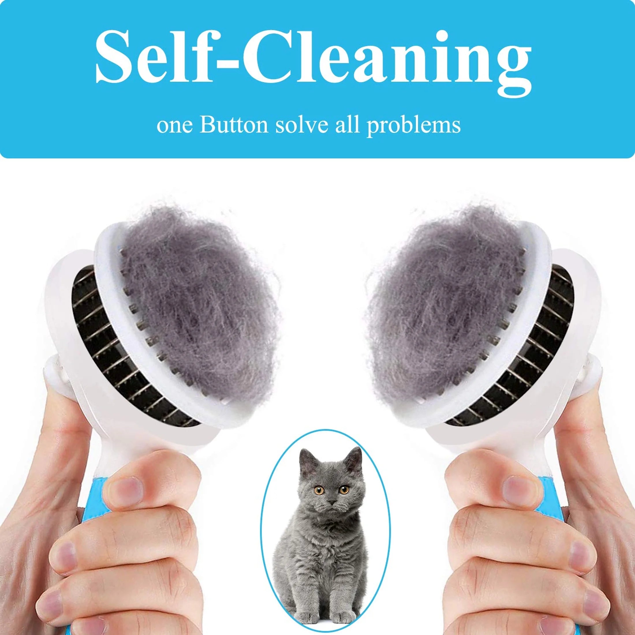 Cat Brush Self Cleaning Grooming Tool for Shedding and Grooming All Hair Lengths